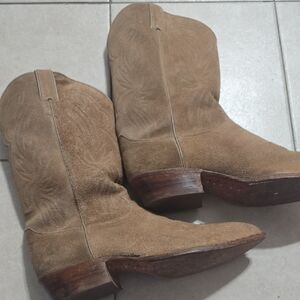 Tan Suede Cowboy Boots